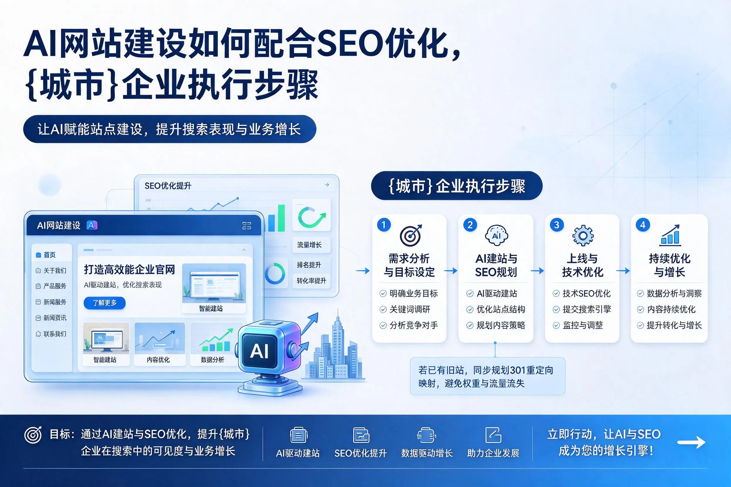 AI网站建设如何配合SEO优化,吐鲁番企业执行步骤