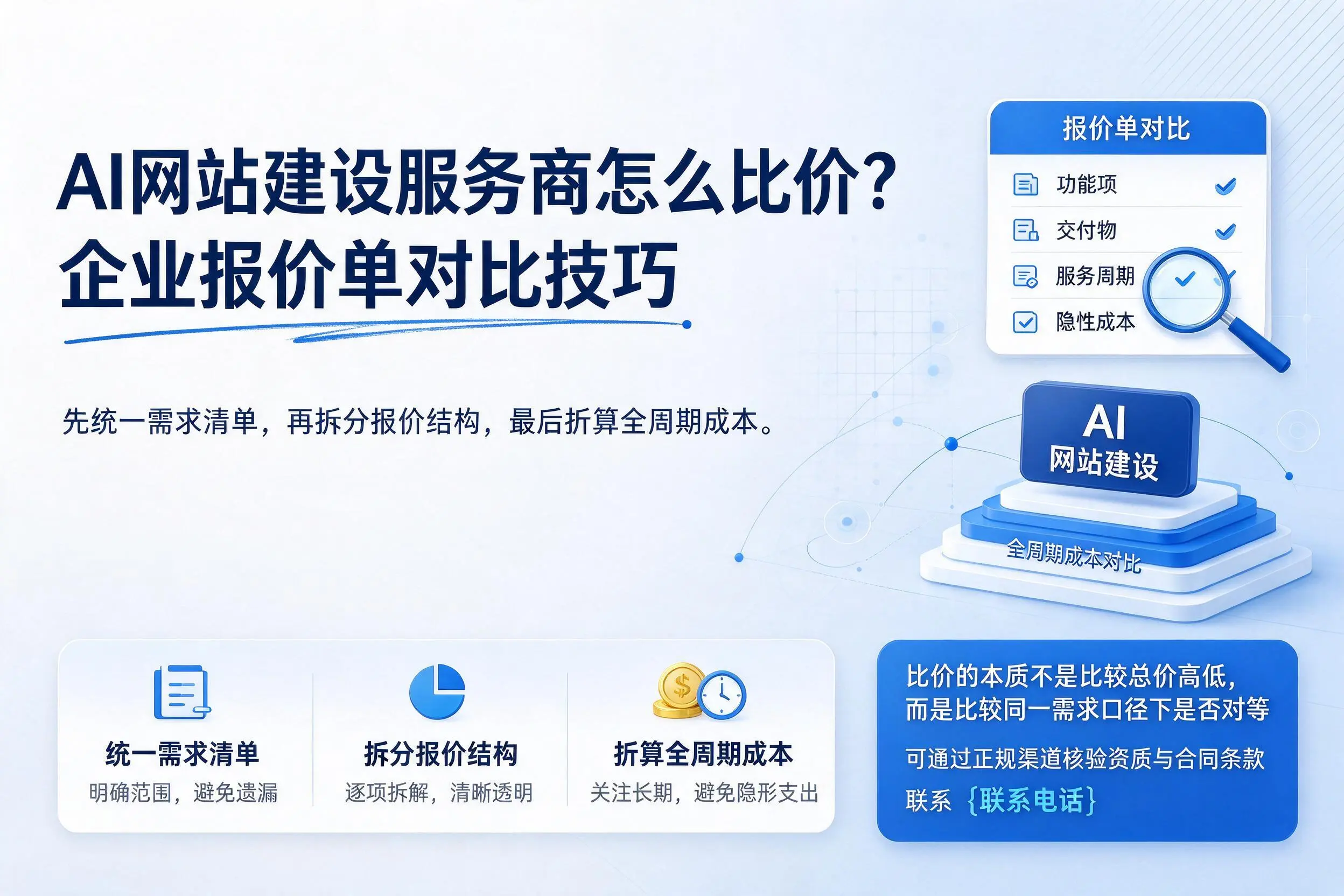 AI网站建设服务商怎么比价?吐鲁番企业报价单对比技巧