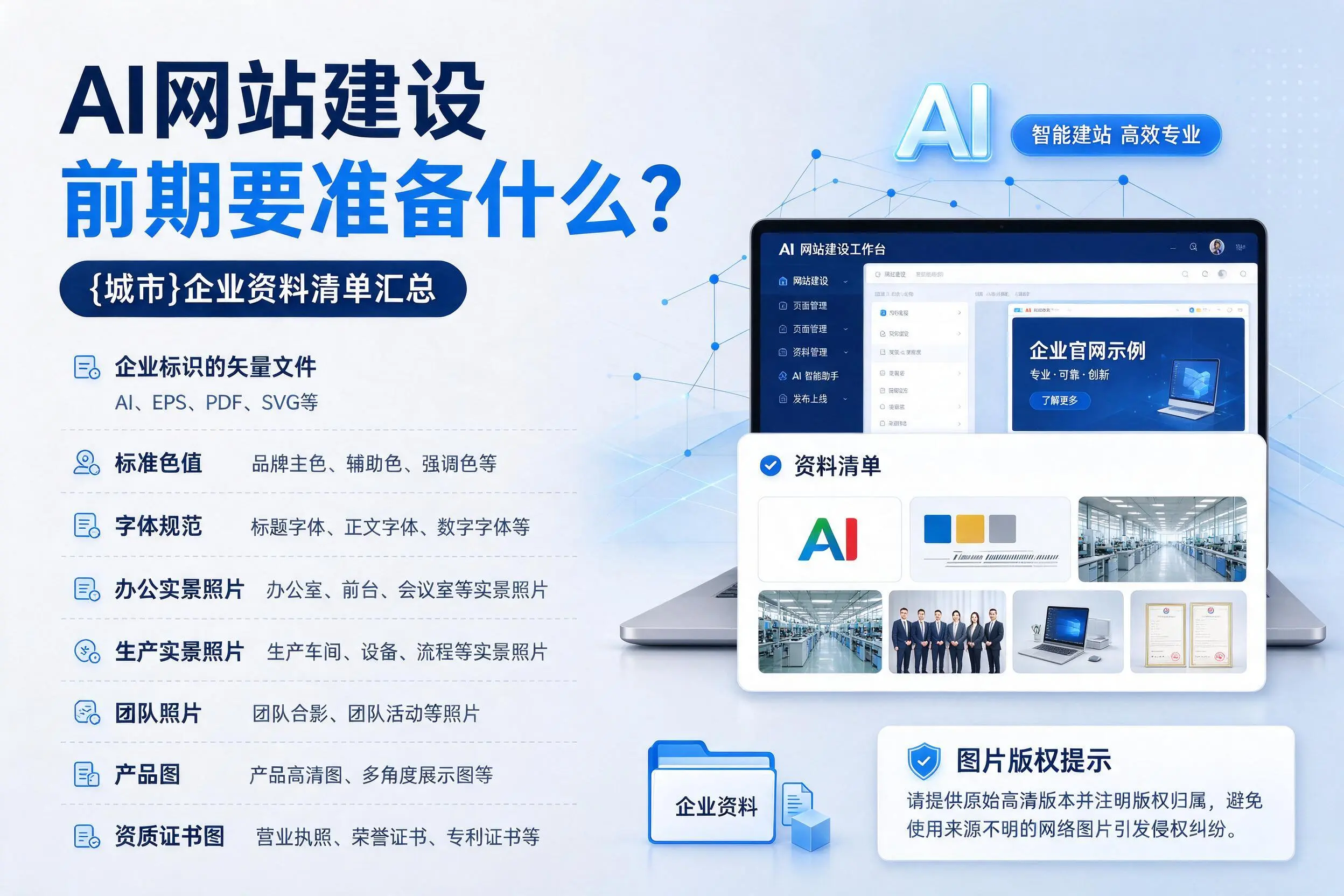 AI网站建设前期要准备什么?吐鲁番企业资料清单汇总