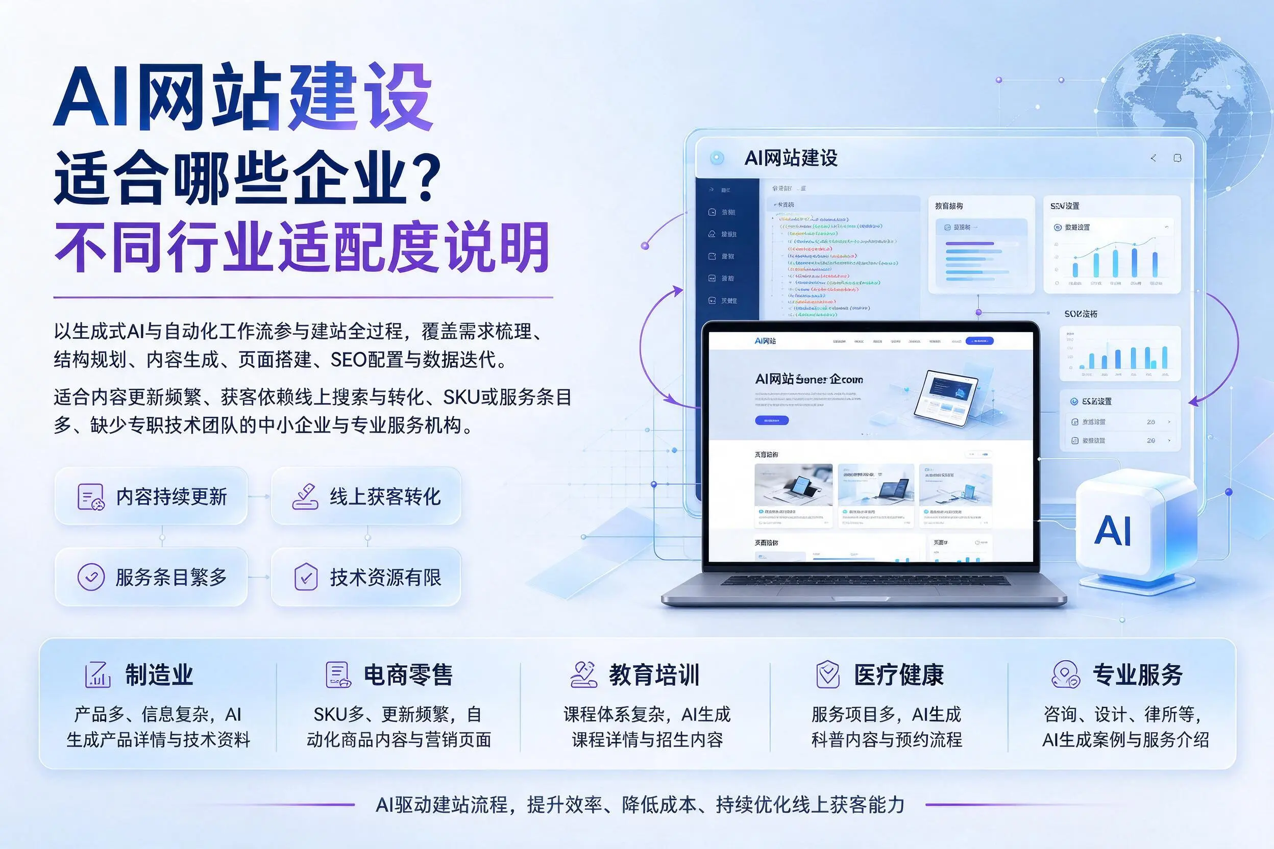 AI网站建设适合哪些企业?吐鲁番不同行业适配度说明